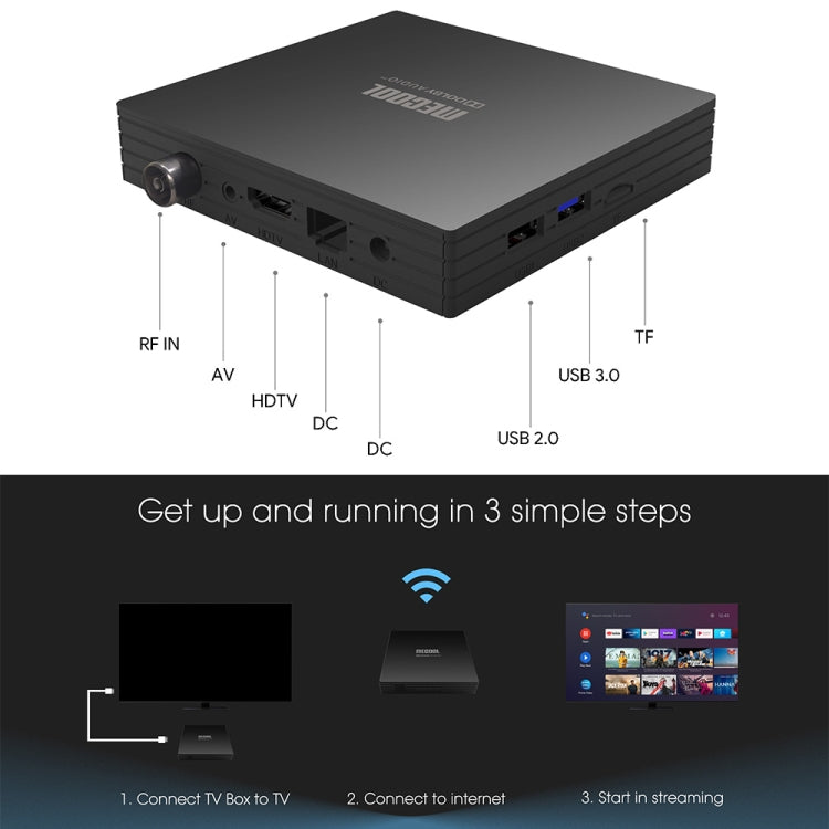 MECOOL KT1 DVB S2 Android 10.0 Smart TV Set Top Box, Amlogic S905X4-B Quad Core ARM Cortex-A55, 2GB+16GB, Dual Band WiFi, Bluetooth(UK Plug) - Consumer Electronics by MECOOL | Online Shopping UK | buy2fix