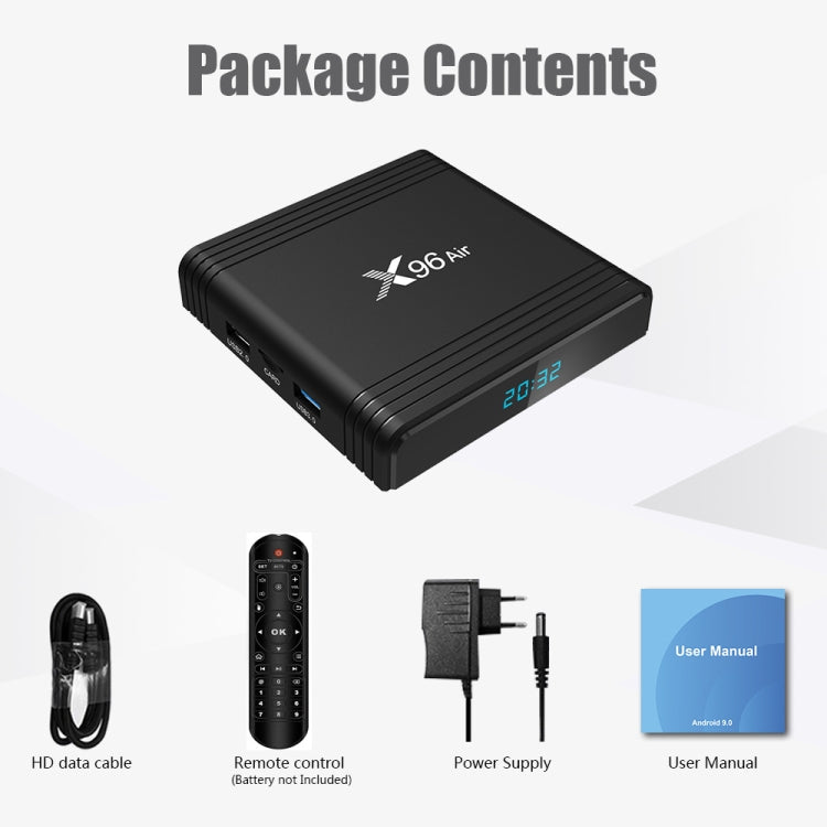 X96 Air 8K Smart TV BOX Android 9.0 Media Player with Remote Control, Quad-core Amlogic S905X3, RAM: 2GB, ROM: 16GB, Dual Band WiFi, UK Plug - Consumer Electronics by buy2fix | Online Shopping UK | buy2fix