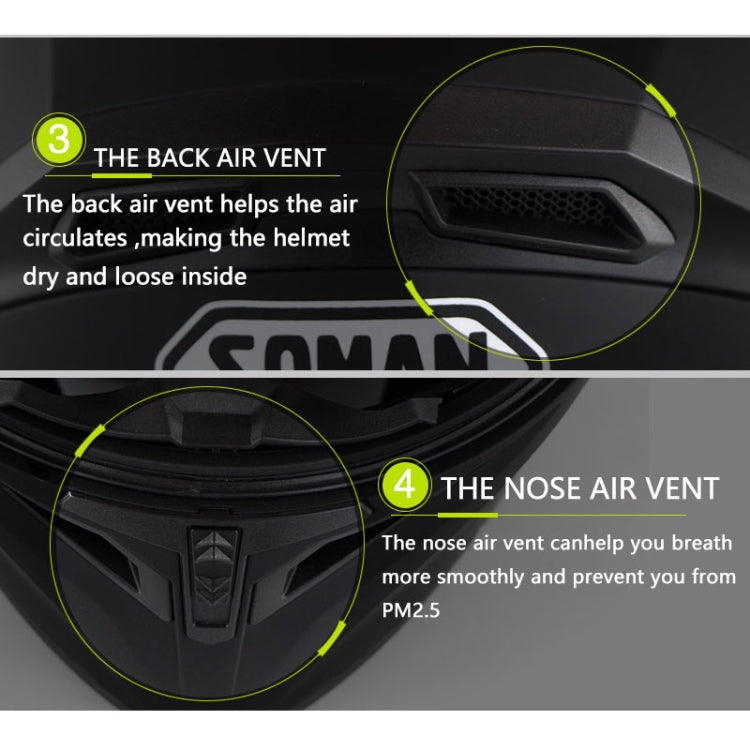 Soman 955 Skyeye Motorcycle Full / Open Face Bluetooth Helmet Headset Full Face, Supports Answer / Hang Up Calls(Black Blue) -  by SOMAN | Online Shopping UK | buy2fix