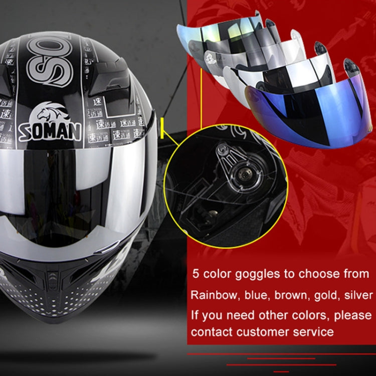 Soman SM-960 Motorcycle Electromobile Full Face Helmet Double Lens Protective Helmet(Golden Eight Immortals with Gold Lens) -  by SOMAN | Online Shopping UK | buy2fix