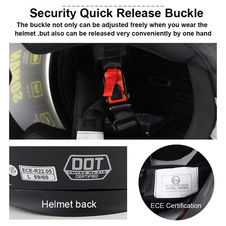 Soman SM-960 Motorcycle Electromobile Full Face Helmet Double Lens Protective Helmet(Gold with Gold Lens) -  by SOMAN | Online Shopping UK | buy2fix