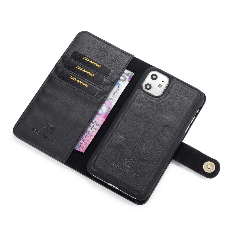 For iPhone 11 DG.MING Crazy Horse Texture Flip Detachable Magnetic Leather Case with Holder & Card Slots & Wallet (Black) - iPhone 11 Cases by DG.MING | Online Shopping UK | buy2fix