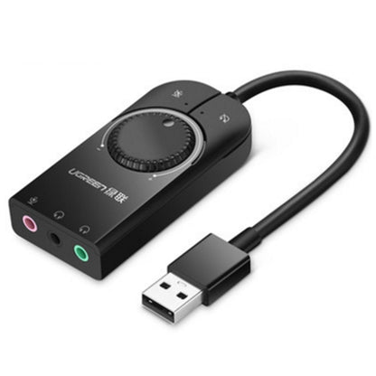 UGREEN CM109 USB to 3-ports 3.5mm Computer External Audio Card with Volume Adjustment Wheel, Length: 15cm - USB Sound by UGREEN | Online Shopping UK | buy2fix