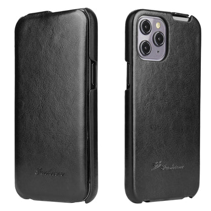 For iPhone 12 mini Fierre Shann Retro Oil Wax Texture Vertical Flip PU Leather Case (Black) - iPhone 12 mini Cases by FIERRE SHANN | Online Shopping UK | buy2fix