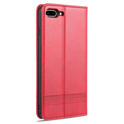 AZNS Magnetic Calf Texture Horizontal Flip Leather Case with Card Slots & Holder & Wallet For iPhone 8 Plus/7 Plus(Red) - More iPhone Cases by AZNS | Online Shopping UK | buy2fix