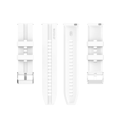For Huawei Watch GT 2 46mm Silicone  Watch Band with Silver Buckle(White) - Smart Wear by buy2fix | Online Shopping UK | buy2fix