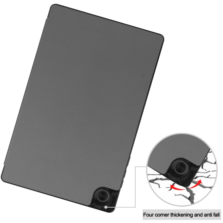 For Lenovo Tab M10 HD 2nd Gen TB-X306 Caster Pattern Horizontal Flip Tablet PC Protective Leather Case with Tri-fold Bracket & Sleep Function(Gray) - For Lenovo by buy2fix | Online Shopping UK | buy2fix