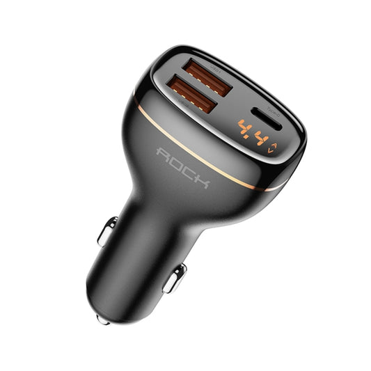 ROCK C301 60W Smart Digital Display Three Ports Car Charger(Black) - In Car by ROCK | Online Shopping UK | buy2fix