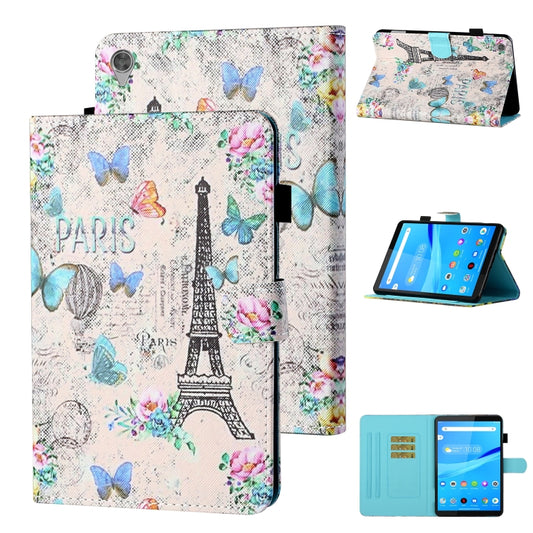 For Lenovo Tab M10 HD 2nd Gen TB-X306X Colored Drawing Stitching Horizontal Flip Leather Case TPU Bottom Case with Holder & Card Slots & Anti-skid Strip & Pen Slot & Sleep / Wake-up(Tower Pansy) - Mobile Accessories by buy2fix | Online Shopping UK | buy2fix