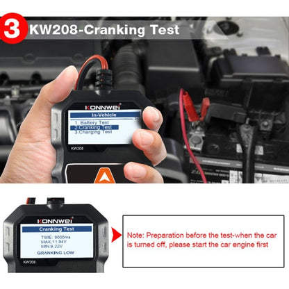 KONNWEI KW208 Car TFT Color Screen Battery Tester Support 8 Languages - In Car by KONNWEI | Online Shopping UK | buy2fix