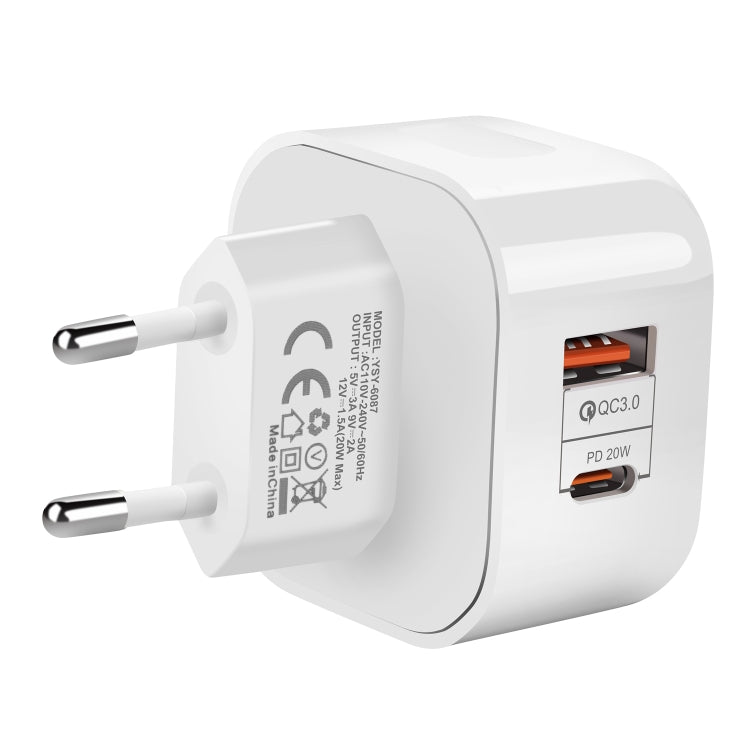 YSY-6087 20W PD + QC 3.0 Dual Ports Travel Charger Power Adapter, EU Plug - Apple Accessories by buy2fix | Online Shopping UK | buy2fix