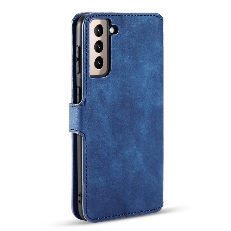 For Samsung Galaxy S21 5G DG.MING Retro Oil Side Horizontal Flip Case with Holder & Card Slots & Wallet(Blue) - Galaxy S21 5G Cases by DG.MING | Online Shopping UK | buy2fix