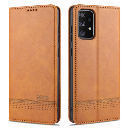 For Samsung Galaxy A52 5G / 4G AZNS Magnetic Calf Texture Horizontal Flip Leather Case with Card Slots & Holder & Wallet(Light Brown) - Galaxy Phone Cases by AZNS | Online Shopping UK | buy2fix