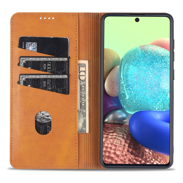 For Samsung Galaxy A52 5G / 4G AZNS Magnetic Calf Texture Horizontal Flip Leather Case with Card Slots & Holder & Wallet(Light Brown) - Galaxy Phone Cases by AZNS | Online Shopping UK | buy2fix