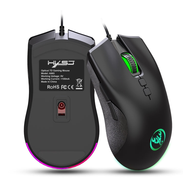 HXSJ A883 7 Keys 6400DPI RGB Light Mechanical Gaming Wired Mouse - Wired Mice by HXSJ | Online Shopping UK | buy2fix