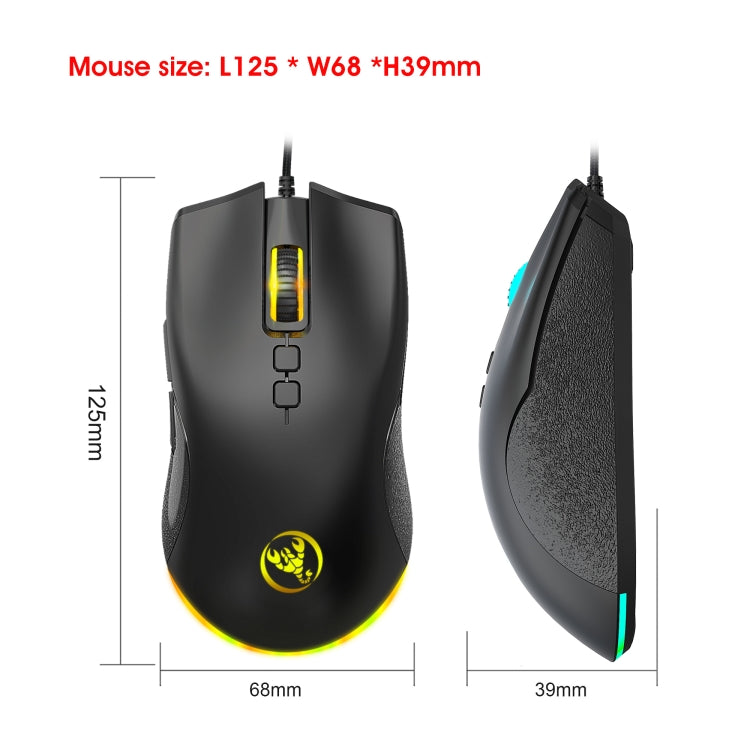 HXSJ A883 7 Keys 6400DPI RGB Light Mechanical Gaming Wired Mouse - Wired Mice by HXSJ | Online Shopping UK | buy2fix