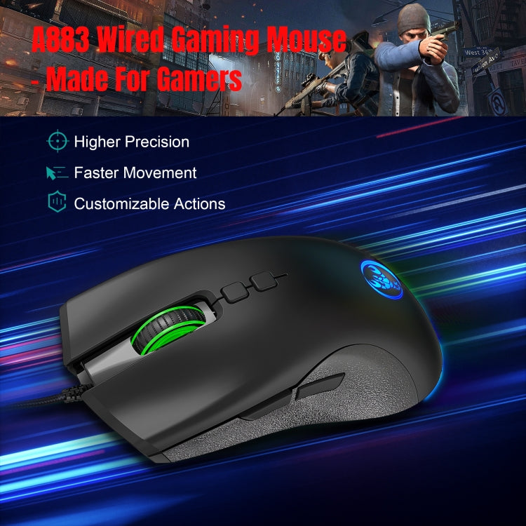 HXSJ A883 7 Keys 6400DPI RGB Light Mechanical Gaming Wired Mouse - Wired Mice by HXSJ | Online Shopping UK | buy2fix