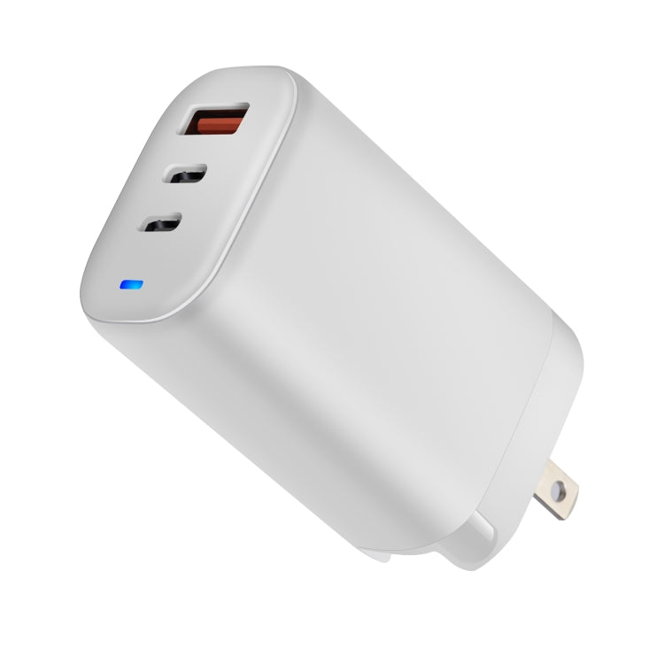 XY 65W USB + Dual USB-C / Type-C Gallium Nitride Travel Charger Set with LED Indicator & Detachable Plug, US Plug(White) - USB Charger by buy2fix | Online Shopping UK | buy2fix