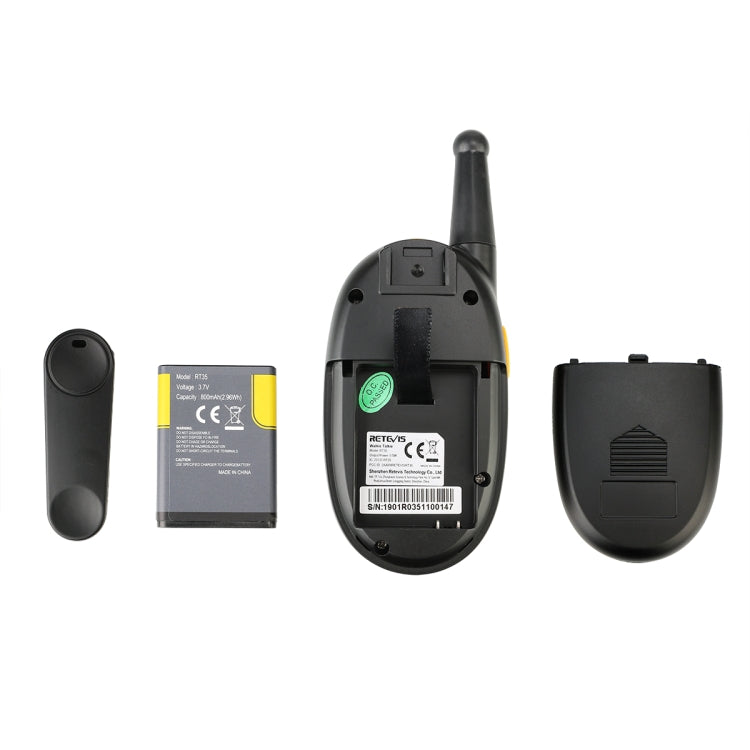 1 Pair RETEVIS RT35 0.5W EU Frequency 446MHz 8CH Handheld Children Walkie Talkie(Black) - Consumer Electronics by RETEVIS | Online Shopping UK | buy2fix