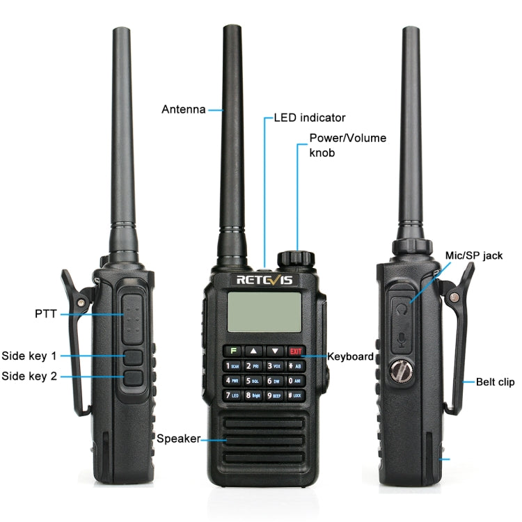 RETEVIS RT87 136-174MHz + 400-480MHz 128CHS Waterproof Dual Band DTMF Two Way Radio Handheld Walkie Talkie, US Plug - Handheld Walkie Talkie by RETEVIS | Online Shopping UK | buy2fix