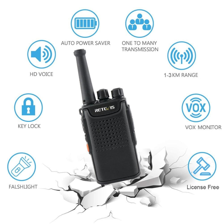 RETEVIS RT67 0.5W PMR446 16CHS Two Way Radio Mini Handheld Walkie Talkie, EU Plug(Black) - Handheld Walkie Talkie by RETEVIS | Online Shopping UK | buy2fix