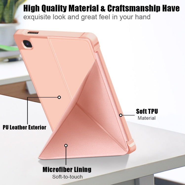 For Samsung Galaxy Tab A7 Lite 8.7 T220 / T225 Cloth Texture Multi-folding Horizontal Flip PU Leather Shockproof Case with Holder(Rose Gold) - Samsung Accessories by buy2fix | Online Shopping UK | buy2fix