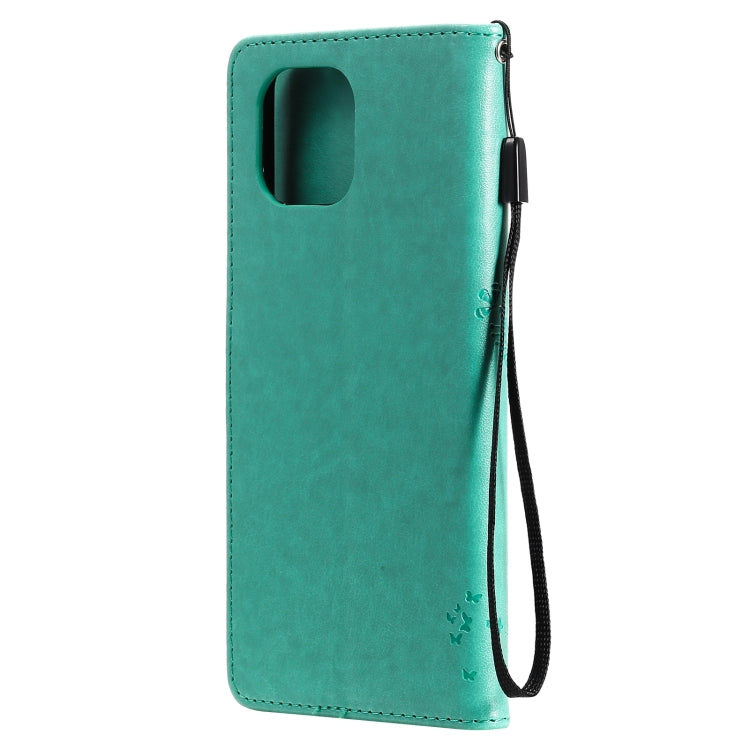 For Xiaomi Mi 11 Lite 5G Tree & Cat Pattern Pressed Printing Horizontal Flip PU Leather Case with Holder & Card Slots & Wallet & Lanyard(Green) - Xiaomi Cases by Diaobaolee | Online Shopping UK | buy2fix