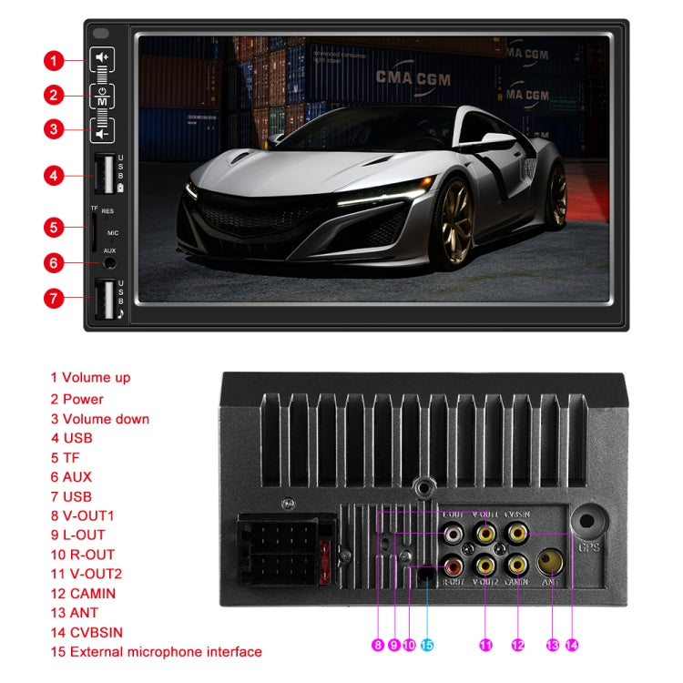 A2821 Car 7 inch Screen HD MP5 Player, Support Bluetooth / FM with Remote Control, Style:Standard + 4LEDs Light Camera - In Car by buy2fix | Online Shopping UK | buy2fix