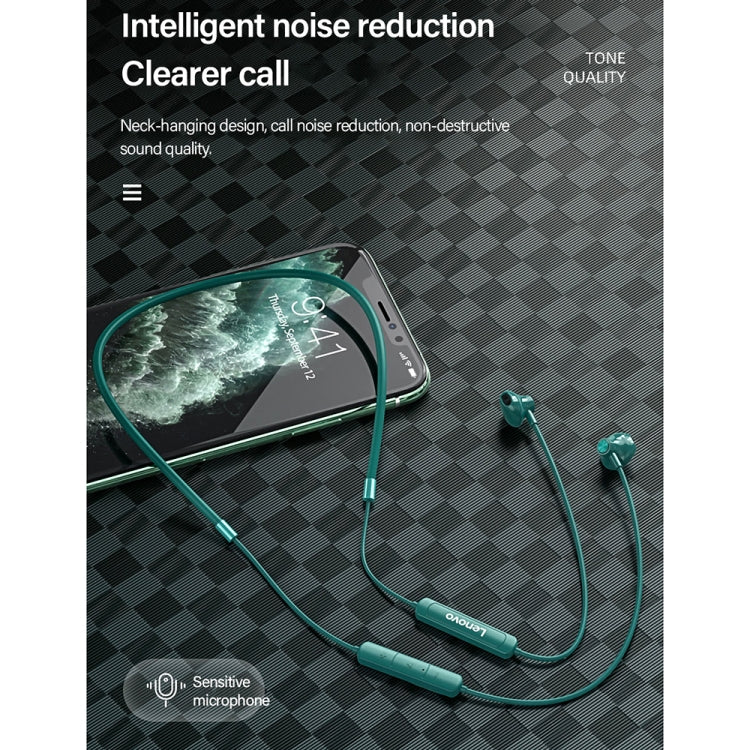 Original Lenovo SH1 Intelligent Noise Reduction Neck-mounted Magnetic Wire-controlled Bluetooth Earphone, Support Call(Green) - Neck-mounted Earphone by Lenovo | Online Shopping UK | buy2fix