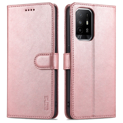 For OPPO A94 5G / A95 5G / Reno5Z 5G / F19 Pro+ AZNS Skin Feel Calf Texture Horizontal Flip Leather Case with Card Slots & Holder & Wallet(Rose Gold) - OPPO Cases by AZNS | Online Shopping UK | buy2fix