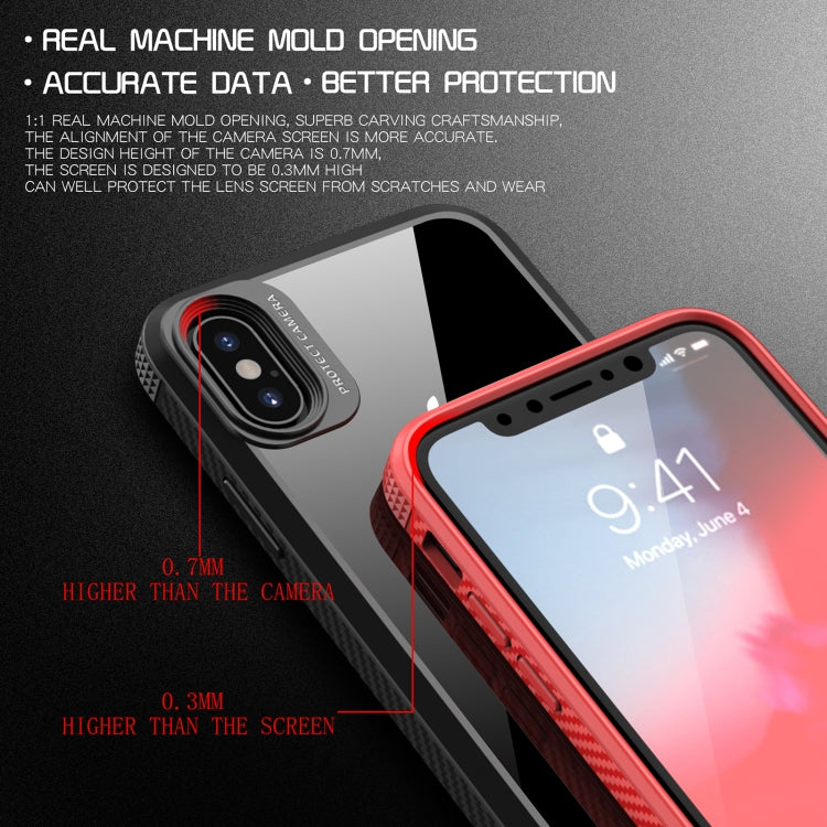 For iPhone XS Max iPAKY MG Series Carbon Fiber Texture Shockproof TPU+ Transparent PC Case(Black) - More iPhone Cases by iPAKY | Online Shopping UK | buy2fix