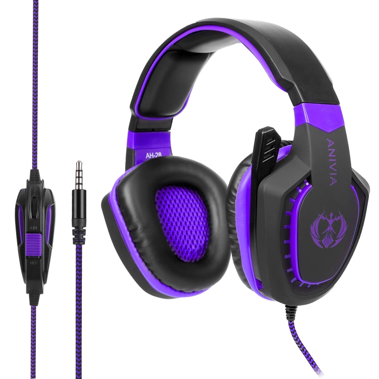 Anivia AH28 3.5mm Stereo Sound Wired Gaming Headset with Microphone(Black Purple) - Multimedia Headset by SADES | Online Shopping UK | buy2fix