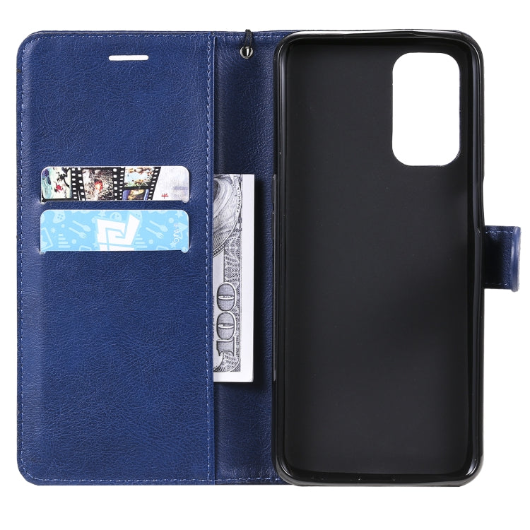 For OPPO A93 5G / A54 5G / A74 5G Solid Color Horizontal Flip Protective Leather Case with Holder & Card Slots & Wallet & Photo Frame & Lanyard(Blue) - OPPO & vivo Accessories by buy2fix | Online Shopping UK | buy2fix