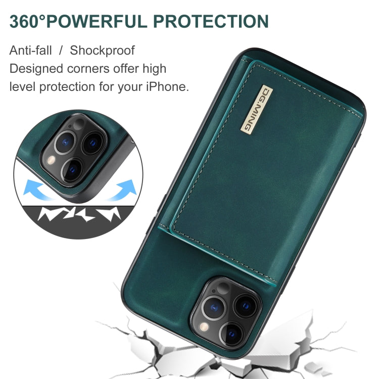 For iPhone 12 / 12 Pro DG.MING M1 Series 3-Fold Multi Card Wallet + Magnetic Back Cover Shockproof Case with Holder Function(Green) - iPhone 12 / 12 Pro Cases by DG.MING | Online Shopping UK | buy2fix