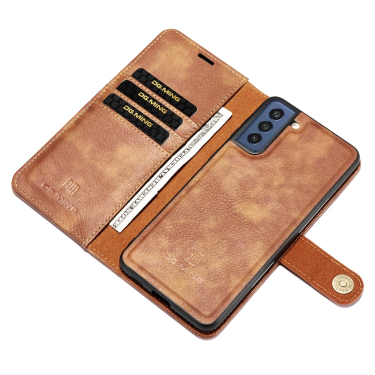 For Samsung Galaxy S21 FE DG.MING Crazy Horse Texture Flip Detachable Magnetic Leather Case with Holder & Card Slots & Wallet(Brown) - Galaxy Phone Cases by DG.MING | Online Shopping UK | buy2fix