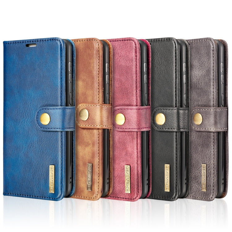 For Samsung Galaxy S21 FE DG.MING Crazy Horse Texture Flip Detachable Magnetic Leather Case with Holder & Card Slots & Wallet(Brown) - Galaxy Phone Cases by DG.MING | Online Shopping UK | buy2fix