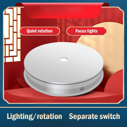 30cm Electric Rotating Turntable Display Stand  LED Light Video Shooting Props Turntable, Power Plug:220V UK Plug(White) - Camera Accessories by buy2fix | Online Shopping UK | buy2fix