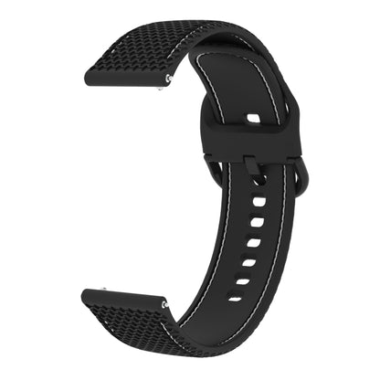 20mm For Samsung Galaxy Watch Active 2 Two-color Stitching Silicone Watch Band(Black+White Line) - Watch Bands by buy2fix | Online Shopping UK | buy2fix