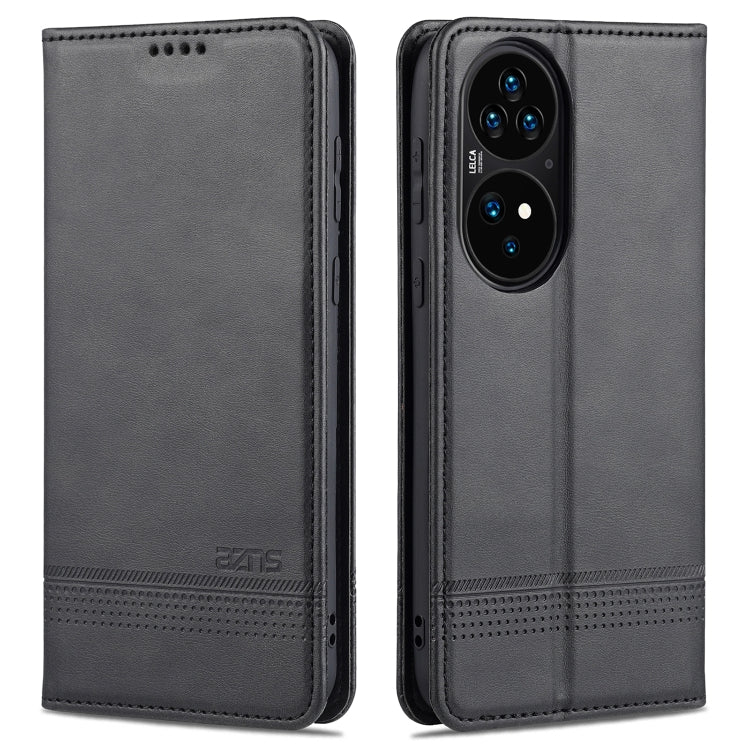 For Huawei P50 Pro AZNS Magnetic Calf Texture Horizontal Flip Leather Case with Card Slots & Holder & Wallet(Black) - Huawei Cases by AZNS | Online Shopping UK | buy2fix