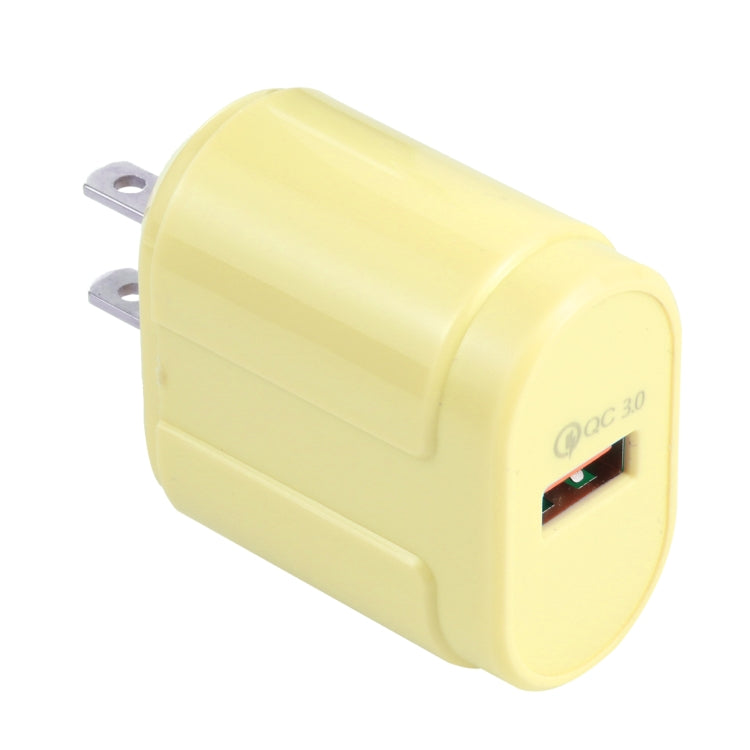 13-3 QC3.0 Single USB Interface Macarons Travel Charger, US Plug(Yellow) - Mobile Accessories by buy2fix | Online Shopping UK | buy2fix