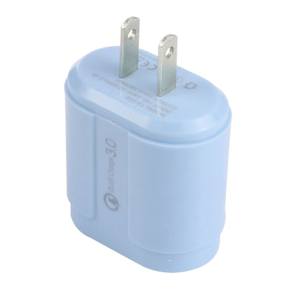 13-222 QC3.0 USB + 2.1A Dual USB Ports Macarons Travel Charger, US Plug(Blue) - Mobile Accessories by buy2fix | Online Shopping UK | buy2fix