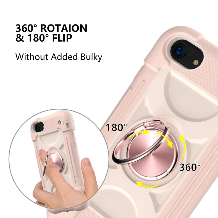 Shockproof Silicone + PC Protective Case with Dual-Ring Holder For iPhone 6/6s/7/8/SE 2022 / SE 2020(Rose Gold) - iPhone SE 2022 / 2020 / 8 / 7 Cases by buy2fix | Online Shopping UK | buy2fix