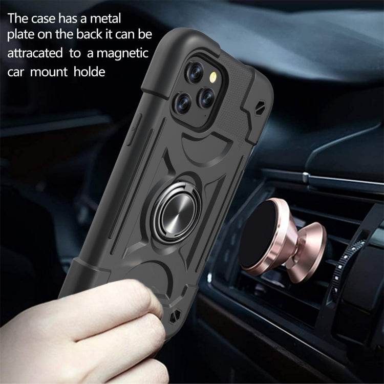 For iPhone 12 / 12 Pro Shockproof Silicone + PC Protective Case with Dual-Ring Holder(Black) - iPhone 12 / 12 Pro Cases by buy2fix | Online Shopping UK | buy2fix