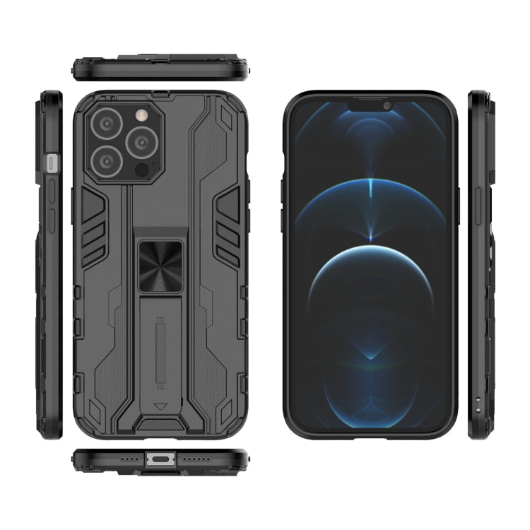 For iPhone 13 Pro Max Supersonic PC + TPU Shock-proof Protective Case with Holder (Black) - iPhone 13 Pro Max Cases by buy2fix | Online Shopping UK | buy2fix