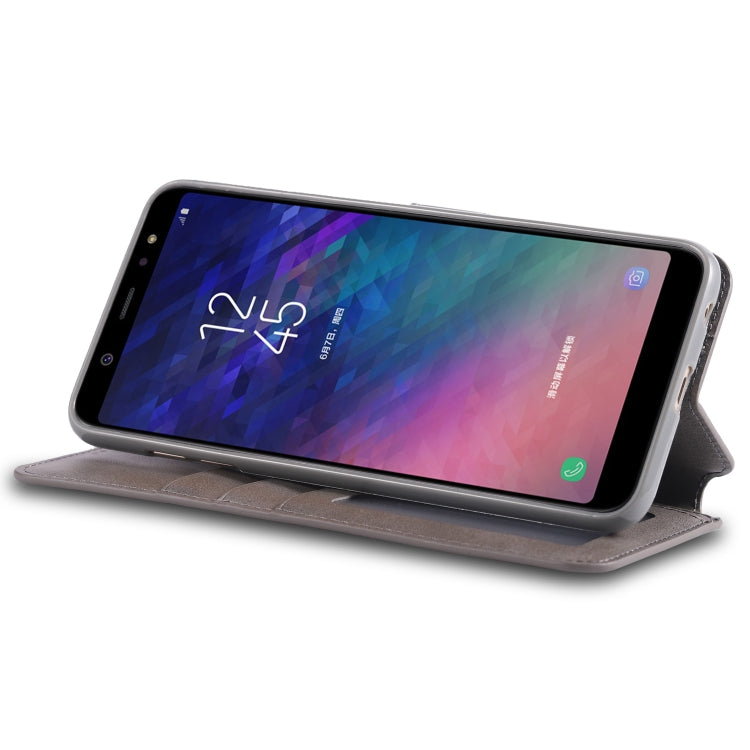 For Galaxy A6 2018 AZNS Calf Texture Magnetic Horizontal Flip PU Leather Case with Holder & Card Slots & Photo Frame(Gray) - Galaxy Phone Cases by AZNS | Online Shopping UK | buy2fix