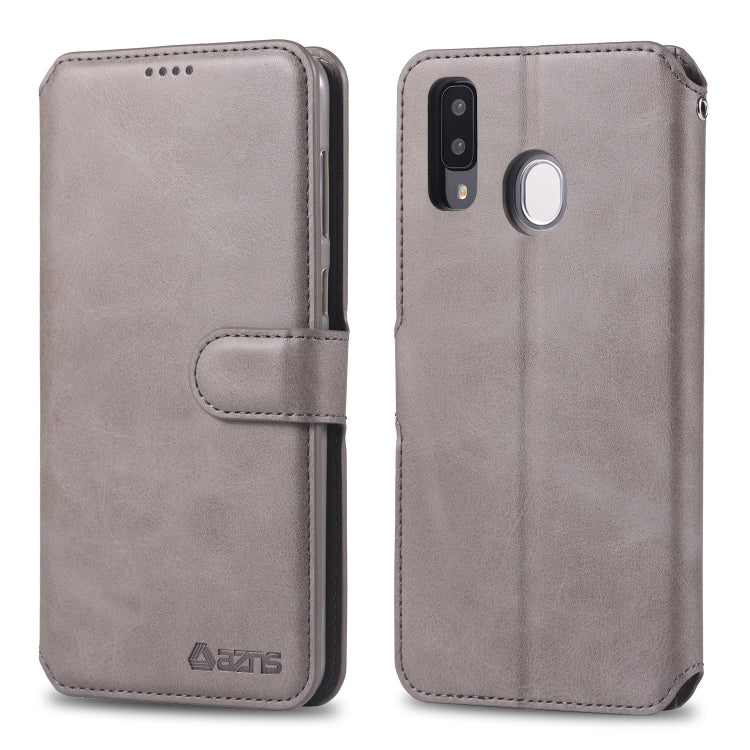 For  Galaxy A20e  AZNS Calf Texture Magnetic Horizontal Flip PU Leather Case with Holder & Card Slots & Photo Frame(Gray) - Galaxy Phone Cases by AZNS | Online Shopping UK | buy2fix