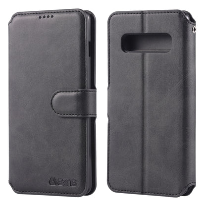 For Galaxy S10 Plus AZNS Calf Texture Magnetic Horizontal Flip PU Leather Case with Holder & Card Slots & Photo Frame(Black) - Galaxy Phone Cases by AZNS | Online Shopping UK | buy2fix