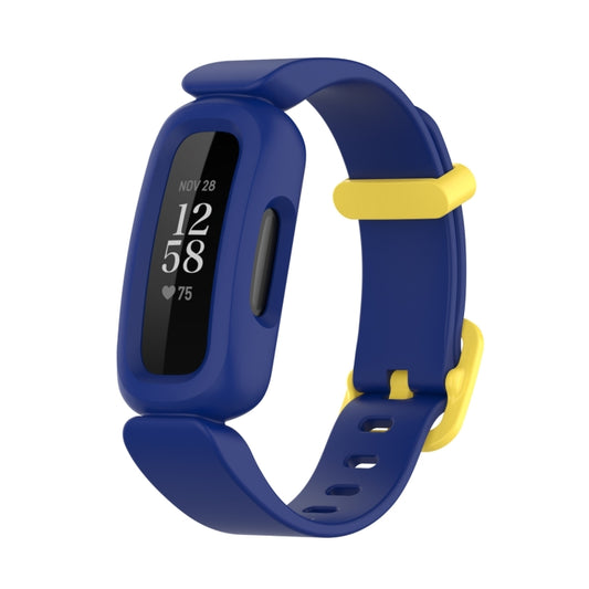 For Fitbit Ace 3 Silicone Integrated Watch Band(Dark Blue Yellow Buckle) - Smart Wear by buy2fix | Online Shopping UK | buy2fix