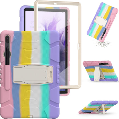 For Samsung Galaxy Tab S7+/ Tab S7 FE / Tab S8+ 3-Layer Protection Screen Frame + PC + Silicone Combination Case with Holder(Colorful Pink) - Other Galaxy Tab PC by buy2fix | Online Shopping UK | buy2fix