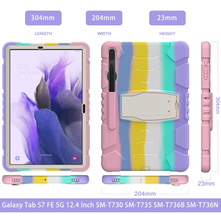 For Samsung Galaxy Tab S7+/ Tab S7 FE / Tab S8+ 3-Layer Protection Screen Frame + PC + Silicone Combination Case with Holder(Colorful Pink) - Other Galaxy Tab PC by buy2fix | Online Shopping UK | buy2fix